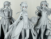 グッドスマイルカンパニー新作美少女フィギュア「Fate/stay night セイバー 遠坂凛 間桐桜 15th CelebrationDress Premium Box」無彩色サンプルがTYPE-MOON展で展示！