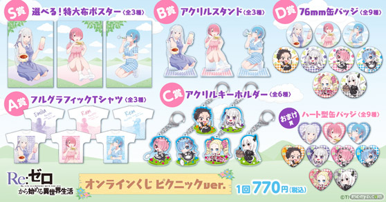 「Re:ゼロから始める異世界生活」より、ピクニックがテーマのエミリア、ラム、レムの描きおろしイラストを使用したオンラインくじが登場！ 02