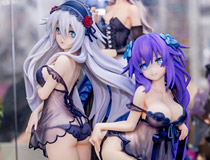 フレア新作美少女フィギュア「「ネプテューヌ」シリーズ パープルハート＆ブラックハート ベビードールver.」彩色サンプルがアキバで展示！